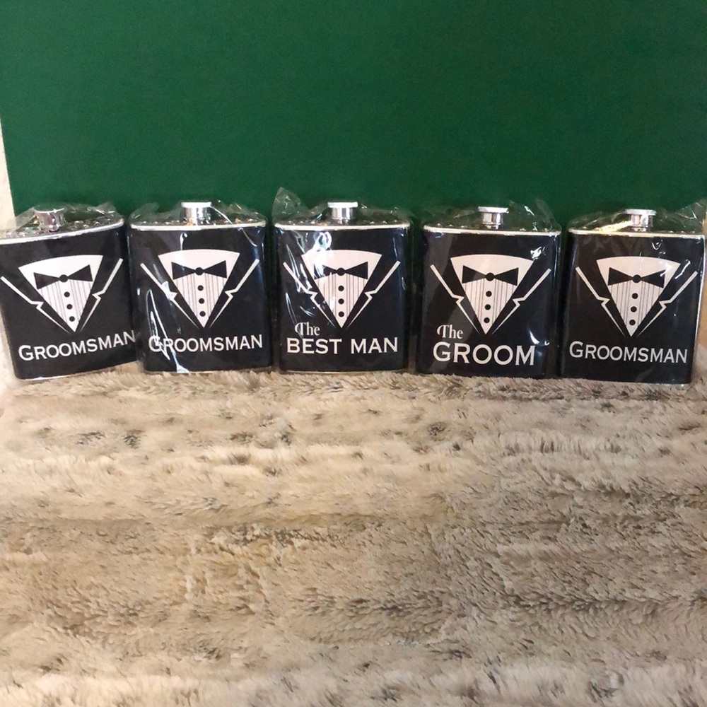 Bachelor Party Flasks - Groom - Best Man - 3 Groomsmen